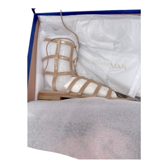 STUART WEITZMAN Kora Lace Up Sandal In Tan Shimmer size 36 US 5.5 B New in Box - Picture 12 of 13